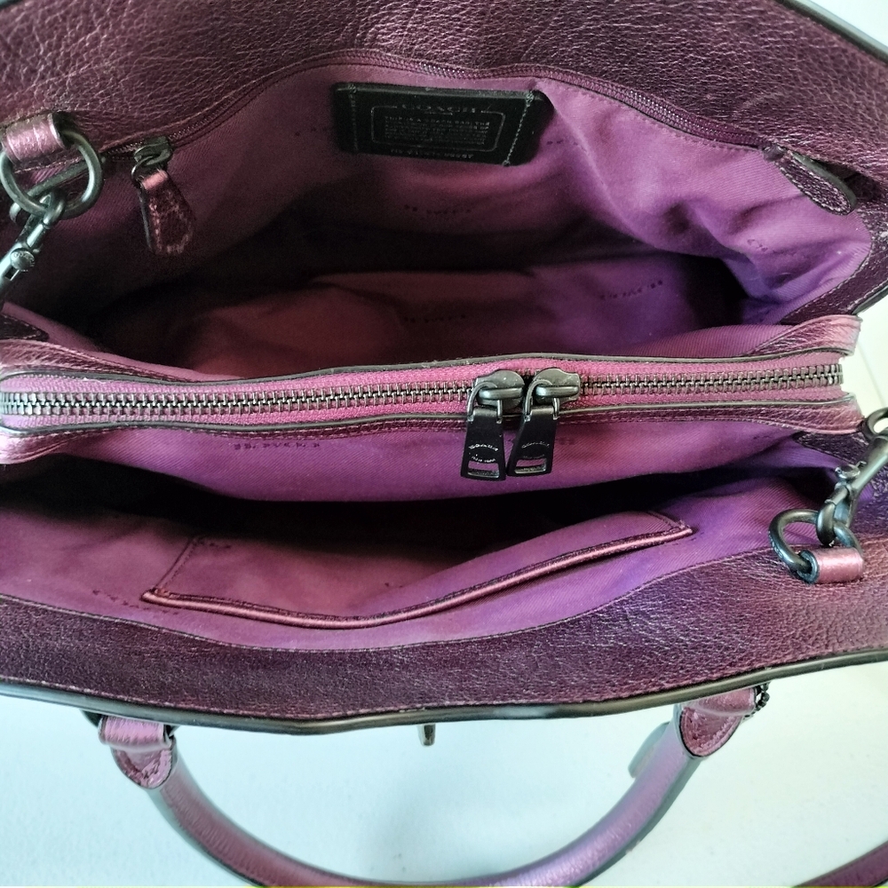 Coach Purple Leather Satchel - Picture 12 of 16